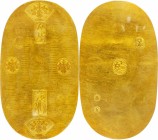 JAPAN. Goryoban (5 Ryo), ND (1837-43). Tempo. PCGS AU-50 Gold Shield.
Fr-8; JNDA-09-12; KM-C-23. Mintage: 172,275. A neat short lived multiple-Ryo de...