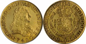 MEXICO. 8 Escudos, 1742-Mo MF. Mexico City Mint. Philip V. PCGS AU-55.
Fr-8; KM-148. With just one example graded finer, this pleasing example will s...