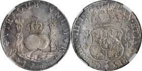 MEXICO. 8 Reales, 1763-Mo MF. Mexico City Mint. Charles III. NGC MS-62.
KM-105; Cal-Type 101 # 897; Gil-M-8-42; FC-41b. An intricately defined exampl...