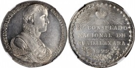 MEXICO. Guadalajara. Augustin I Iturbide Silver Proclamation Medal, 1822. NGC MS-65 Prooflike.
Grove-29a; Fonrobert-6911. A sharply struck and proofl...