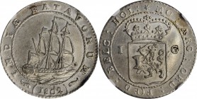 NETHERLANDS EAST INDIES. Gulden, 1802. Batavian Republic. NGC MS-62.
KM-83; Scholten-488. Seemingly choice for the assigned grade, displaying surface...