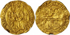 SPAIN. Kingdom of Castille & Leon. Enrique, ND (ca. 1465-70)-S. Seville Mint. Henry IV. NGC MS-61.
4.59 gms. Fr-116; Cayon-1538. Obverse: Henry seate...