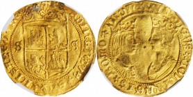SPAIN. Castellano, ND (1475-97)-S S. Seville Mint. Ferdinand V & Isabel I. NGC AU Details--Bent.
4.55 gms. Fr-139; Cal-Type 26 #30; Cayon-2894. The m...