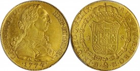 SPAIN. 8 Escudos, 1774/3-M PJ. Madrid Mint. Charles III. PCGS AU-55 Gold Shield.
Fr-282; KM-409.1. Perfect quality for the grade with designs that re...