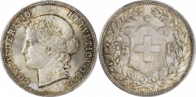 SWITZERLAND. 5 Francs, 1890-B. Bern Mint. PCGS MS-66 Gold Shield.
KM-34; Dav-392; HMZ-1198c. Tied for finest certified of the date at either NGC or P...