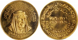 UNITED ARAB EMIRATES. 1000 Dirhams, 1976. PCGS PROOF-65 Gold Shield.
Fr-1; KM-13. Mintage: 12,500. This proof Gem, struck to commemorate the fifth an...