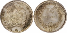 URUGUAY. 50 Centesimos, 1894. Santiago Mint. PCGS MS-67 Gold Shield.
KM-16. A stunning Superb Gem, this brilliant specimen features charming steel gr...