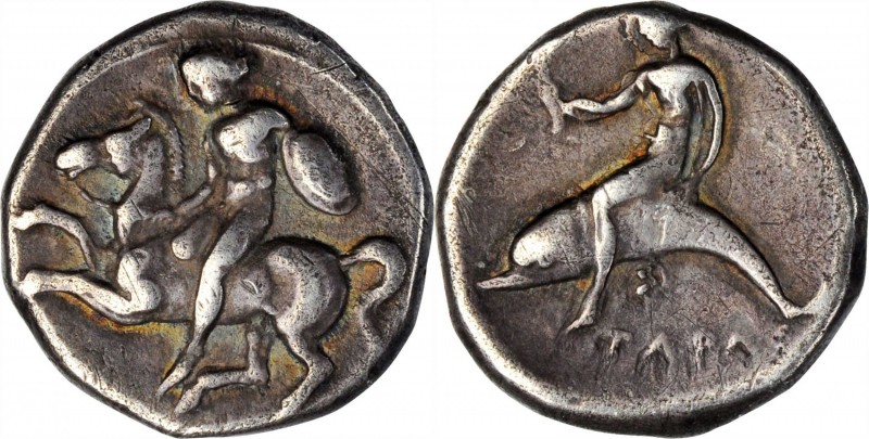 ITALY. Calabria. Tarentum. AR Stater (7.63 gms), ca. 400-390 B.C. VERY FINE.
Vl...