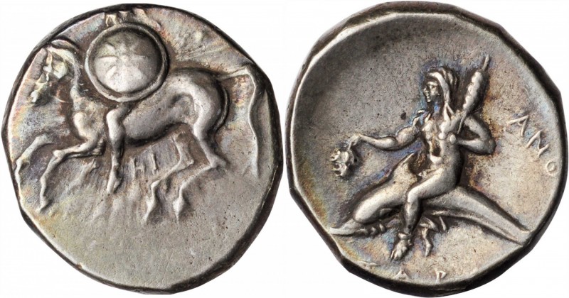 ITALY. Calabria. Tarentum. AR Nomos (6.64 gms), ca. 280-272 B.C. NEARLY EXTREMEL...