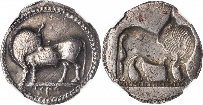ITALY. Lucania. Sybaris. AR Stater (8.05 gms), ca. 550-510 B.C. NGC Ch VF, Strik...
