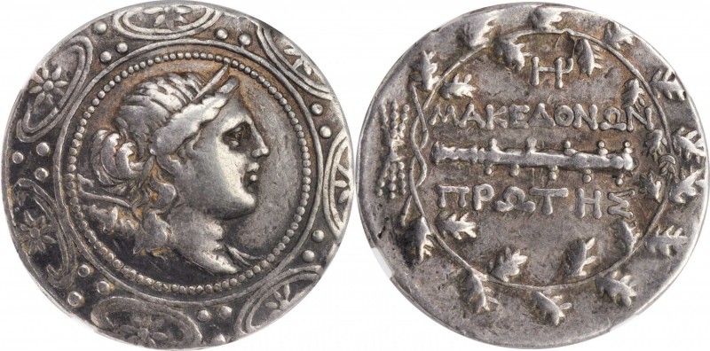 MACEDON. Under the Romans. AR Tetradrachm (16.72 gms), Amphipolis Mint, First Me...