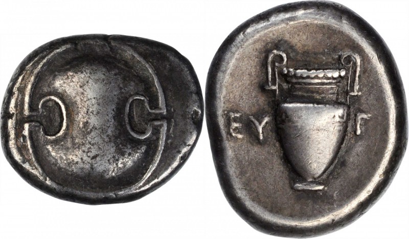 BOEOTIA. Thebes. AR Stater (12.15 gms), ca. 379-368 B.C. CHOICE VERY FINE.
BCD ...