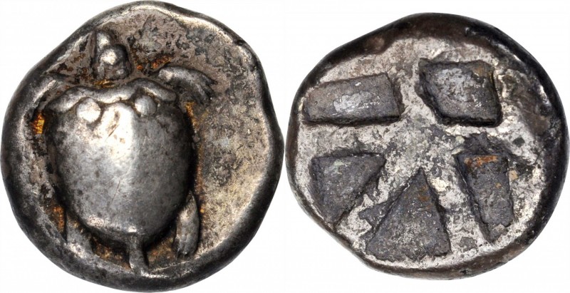 AEGINA. AR Stater (12.31 gms), ca. 480-457 B.C. NEARLY VERY FINE.
HGC-6, 435. O...