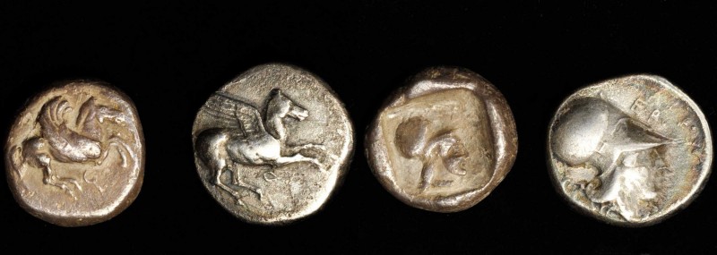 CORINTHIA. Corinth. Duo of AR Staters (2 Pieces), ca. 480-345 B.C. GOOD FINE.
1...