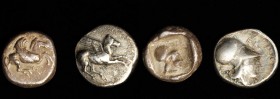 CORINTHIA. Corinth. Duo of AR Staters (2 Pieces), ca. 480-345 B.C. GOOD FINE.
1) ca. 480-400 B.C. HGC-4, 1825. Lightly toned. 2) ca. 405-345 B.C. HGC...