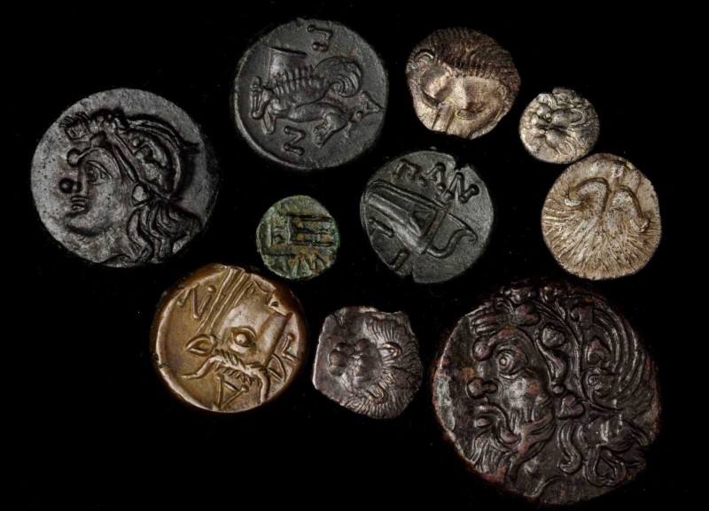 BOSPOROS. Pantikapaion. Group of Silver & Bronze Denominations (10 Pieces), ca. ...