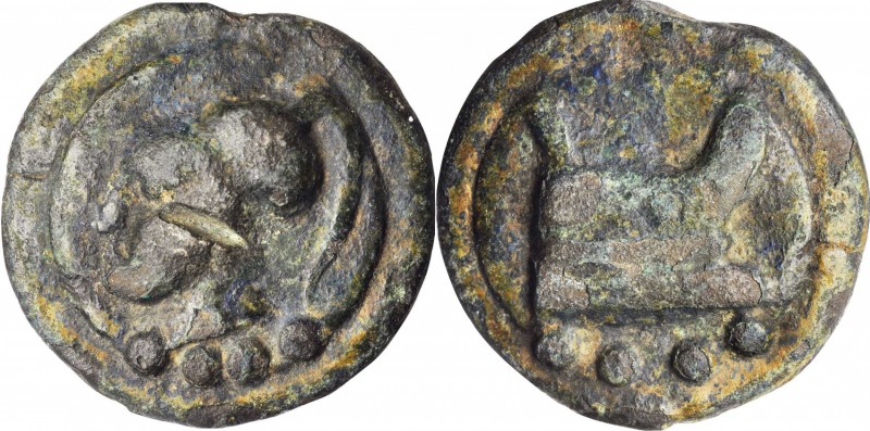 ROMAN REPUBLIC. Anonymous. AE Aes Grave Triens (92.37 gms), Rome Mint, ca. 225-2...