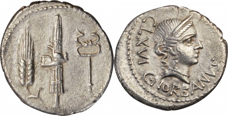 ROMAN REPUBLIC. C. Norbanus. AR Denarius (3.78 gms), Rome Mint, 83 B.C. CHOICE V...