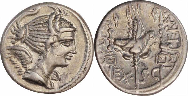 ROMAN REPUBLIC. C. Valerius Flaccus. AR Denarius (4.00 gms), Massalia Mint, 82 B...