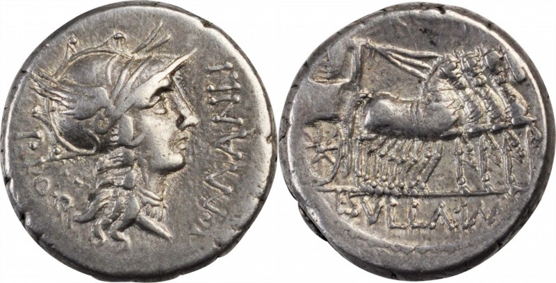 ROMAN REPUBLIC. L. Sulla & L. Manlius Torquatus. AR Denarius (4.07 gms), Militar...