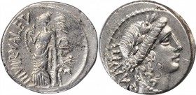 ROMAN REPUBLIC. Man. Acilius Glabrio. AR Denarius (4.12 gms), Rome Mint, 49 B.C. ALMOST UNCIRCULATED.
Cr-442/1a; CRI-16; Syd-922. Obverse: Laureate h...