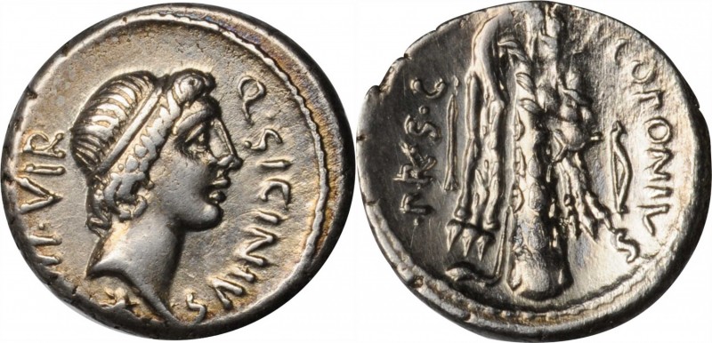 ROMAN REPUBLIC. Q. Sicinius and C. Coponius. AR Denarius, Military Mint in the E...