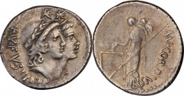 ROMAN REPUBLIC. Mn. Cordius Rufus. AR Denarius (3.99 gms), Rome Mint, 46 B.C. NEARLY EXTREMELY FINE.
Cr-463/1a; CRI-63; Syd-976. Obverse: Jugate head...