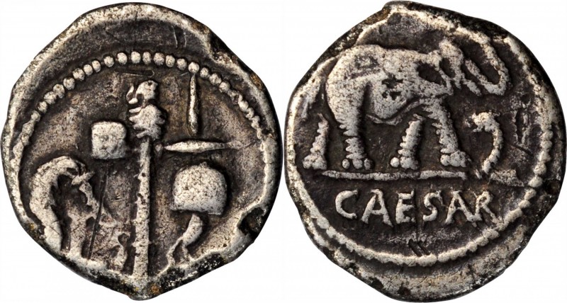 JULIUS CAESAR. AR Denarius (3.47 gms), Military Mint Traveling with Caesar, 49 B...