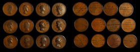 Set of "12 Caesars" Bronze Medals (12 Pieces), ca. 1780. MINT STATE.
Includes Julius Caesar, Augustus, Tiberius, Caligula, Claudius, Nero, Galba, Oth...