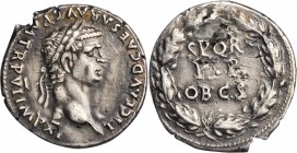 CLAUDIUS, A.D. 41-54. Fourree Denarius (2.45 gms), Imitating Rome Mint, ca. A.D. 46-47, or slightly later. NEARLY EXTREMELY FINE.
cf. RIC-41 (for pro...