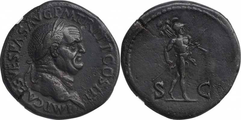 VESPASIAN, A.D. 69-79. AE Sestertius, Rome Mint, A.D. 71. NGC Ch VF.
RIC-247. O...