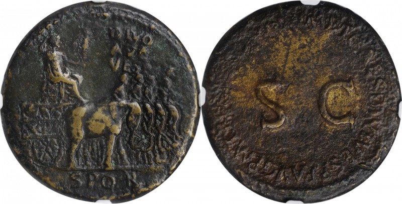 DIVUS VESPASIAN, Died A.D. 79. AE Sestertius, Rome Mint, Struck under Titus, A.D...