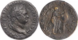 TITUS AS CAESAR, A.D. 69-79. AE Sestertius (21.80 gms), Rome Mint, A.D. 72. NGC Ch VF, Strike: 5/5 Surface: 2/5. Fine Style.
RIC-433 (Vespasian); Hen...