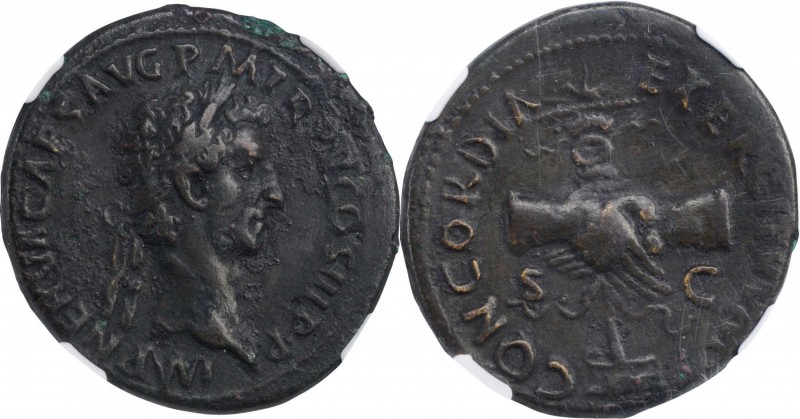 NERVA, A.D. 96-98. AE Sestertius, Rome Mint, A.D. 97. NGC VF.
RIC-96. Obverse: ...
