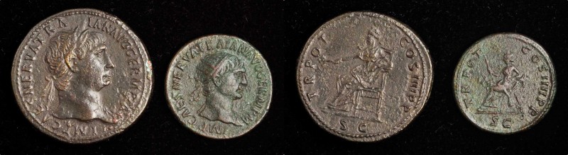 TRAJAN, A.D. 98-117. Duo of Bronze Denominations (2 pieces), Rome Mint, A.D 98-1...