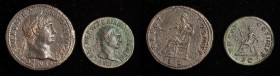 TRAJAN, A.D. 98-117. Duo of Bronze Denominations (2 pieces), Rome Mint, A.D 98-102. Average Grade: NEARLY EXTREMELY FINE.
1) AE Dupondius. Woytek-49a...
