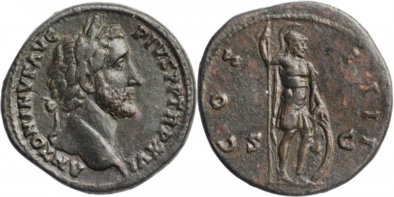 ANTONINUS PIUS, A.D. 138-161. AE Sestertius (31.09 gms), Rome Mint, A.D. 152-153...
