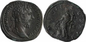 MARCUS AURELIUS, A.D. 161-180. AE Sestertius, Rome Mint, A.D. 174-175. NGC EF. Fine Style.
RIC-1130. Obverse: Laureate head right; Reverse: Annona st...
