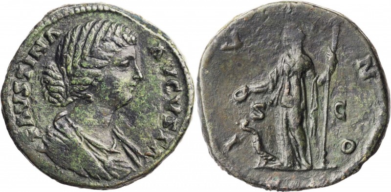 FAUSTINA JUNIOR (DAUGHTER OF ANTONINUS PIUS & WIFE OF MARCUS AURELIUS). AE Seste...