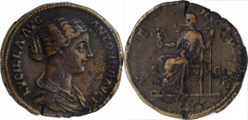 LUCILLA, AUGUSTA A.D. 164-182. AE Sestertius, Rome Mint, A.D 163-164. NGC VF.
RIC-1772 (Marcus Aurelius). Obverse: Draped bust right; Reverse: Venus ...