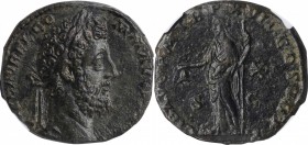 COMMODUS, A.D. 177-192. AE Sestertius, Rome Mint, A.D. 192. NGC Ch EF. Light Smoothing.
RIC-619. Obverse: Laureate head right; Reverse: Libertas stan...