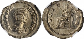 JULIA DOMNA (WIFE OF SEPTIMIUS SEVERUS). AR Denarius, Rome Mint, A.D. 211-215. NGC MS.
RIC-385 (Caracalla); RSC-165. Obverse: Draped bust right; Reve...