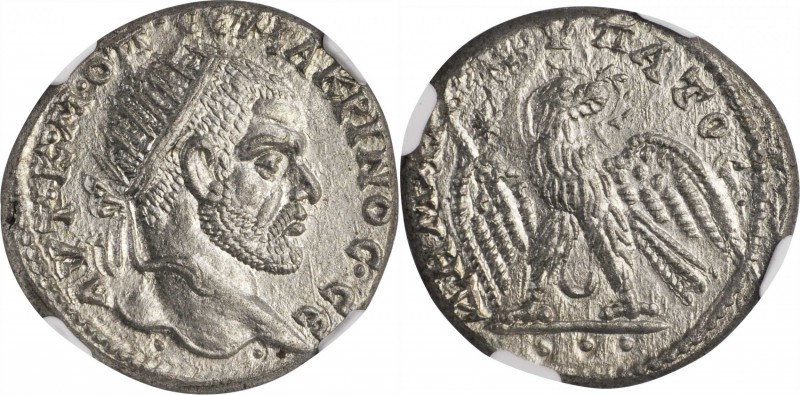 MACRINUS, A.D. 217-218. Mesopotamia, Carrhae. BI Tetradrachm (13.55 gms). NGC MS...