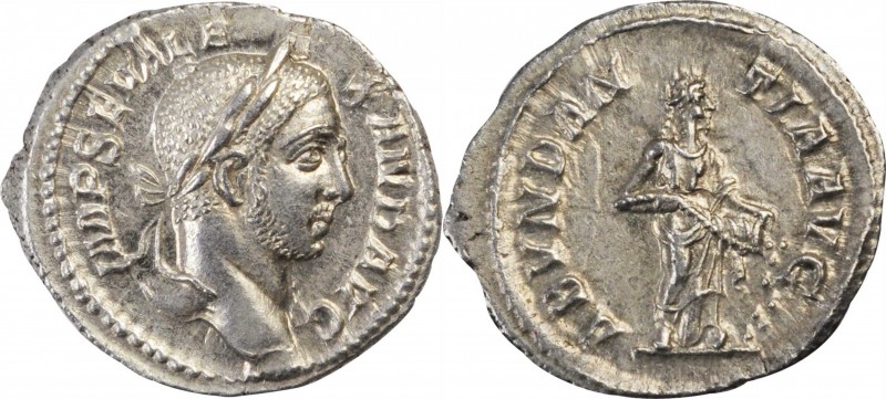 SEVERUS ALEXANDER, A.D. 222-235. AR Denarius (3.09 gms), Rome Mint, A.D. 229. MI...