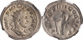 PHILIP I, A.D. 244-249. AR Antoninianus, Rome Mint, A.D. 247. NGC EF.
RIC-4; RSC-136. Obverse: Radiate, draped, and cuirassed bust right; Reverse: Fe...