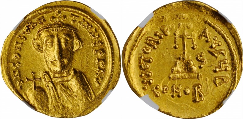 CONSTANS II, 641-668. AV Solidus, Constantinople Mint, 2nd Officina, Dated IY 6 ...