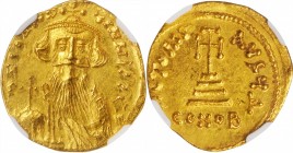 CONSTANS II, 641-668. AV Solidus (4.44 gms), Constantinople Mint, 4th Officina, 651/2-654. NGC MS, Strike: 4/5 Surface: 3/5. Clipped.
S-956. Obverse:...