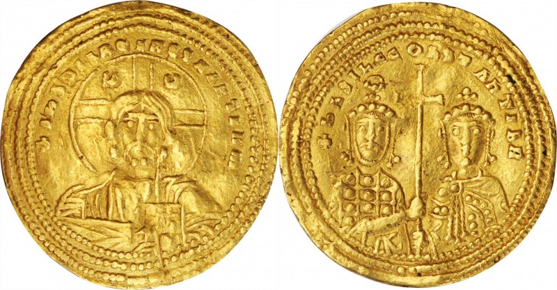 BASIL II BULGAROKTONOS WITH CONSTANTINE VIII, 976-1025. AV Histamenon Nomisma (4...