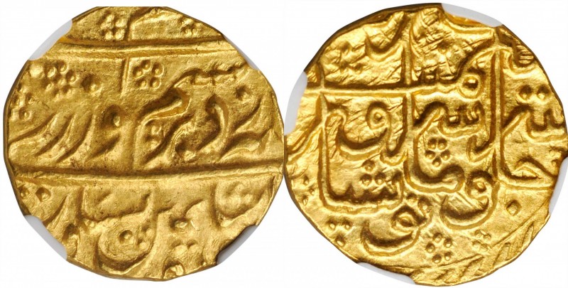 AFGHANISTAN. Mohur, ND (1793-1801). Peshawar Mint. Shah Zaman. NGC MS-63.
Fr-6;...