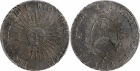 ARGENTINA. Rio de la Plata. 8 Reales, 1815-PTS F. Potosi Mint. PCGS AU-50 Gold Shield.
KM-14. An ever popular "sun face" type, this lightly circulate...
